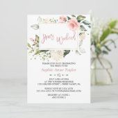Invitation Charme Floral Rose Gold Bachelorette Weekend Party (Debout devant)