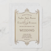 Invitation Charme Flourish Art Déco 20s Mariage en cuir blanc (Devant / Derrière)