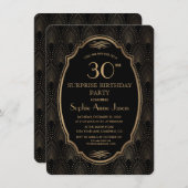 Invitation Charme Gatsby Vintage Art Déco Fête d'anniversaire (Devant / Derrière)