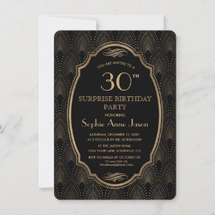 Invitation Charme Gatsby Vintage Art Déco Fête d'anniversaire