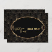 Invitation Charme Great Gatsby Art Déco Mariage BEST MAN (Devant / Derrière)