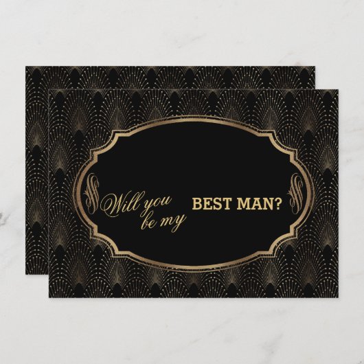 Invitation Charme Great Gatsby Art Déco Mariage BEST MAN (Devant / Derrière)