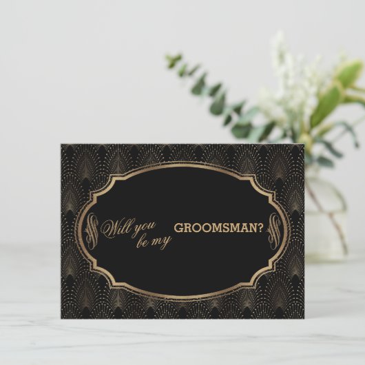 Invitation Charme Great Gatsby Art Déco Mariage GROOMSMAN (Debout devant)