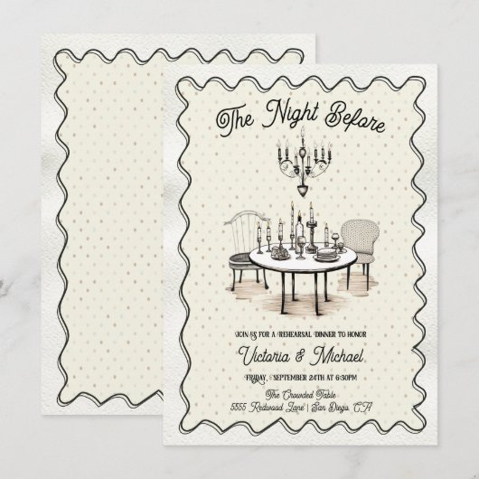 Invitation Charme La Nuit Avant Le Dîner De La Répétition (Devant / Derrière)