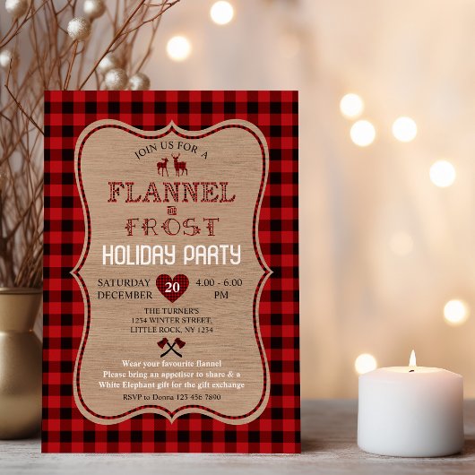 Invitation Charme Lumberjack Flannel et Frost Fête