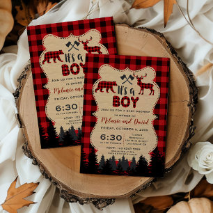 Invitation Charme Lumberjack Petit Hunter Baby shower