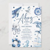 Invitation Charme nautique : Ahoy c'est un Baby shower de gar (Devant)