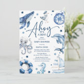 Invitation Charme nautique : Ahoy c'est un Baby shower de gar (Debout devant)
