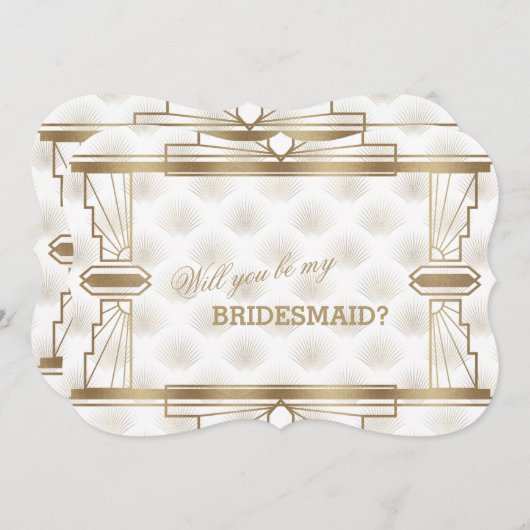 Invitation Charme Or Blanc Grand Gatsby Soyez Ma Femme D'Accu (Devant / Derrière)