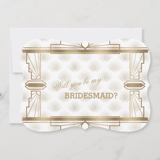 Invitation Charme Or Blanc Grand Gatsby Soyez Ma Femme D'Accu (Devant)