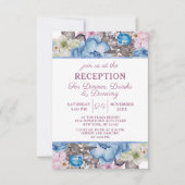 Invitation Charme Parisien Bleu & Rose Chic Mariage Réception (Devant)