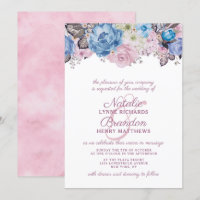 Charme parisien Bleu & Rose Floral Chic Mariage