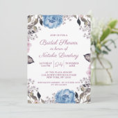 Invitation Charme parisien Blue Floral Mariage Fête des marié (Debout devant)