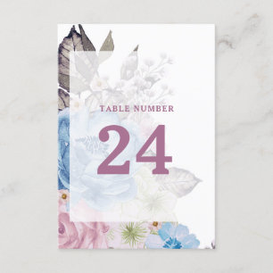 Invitation Charme parisien Blue Floral Mariage Numéros de tab