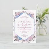 Invitation Charme parisien Mariage Floral bleu & rose (Debout devant)