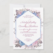 Invitation Charme parisien Mariage Floral bleu & rose (Devant)