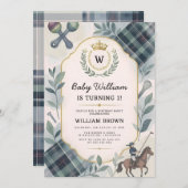 Invitation Charme Preppy classique 1er anniversaire (Devant / Derrière)