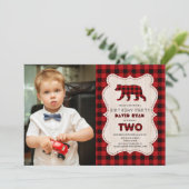 Invitation Charme Red Buffalo Lumberjack Photo 2e anniversair (Debout devant)