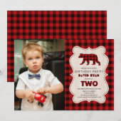 Invitation Charme Red Buffalo Lumberjack Photo 2e anniversair (Devant / Derrière)
