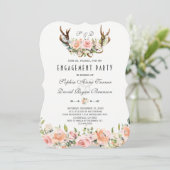 Invitation Charme Rose Blush Floral Antlers (Debout devant)