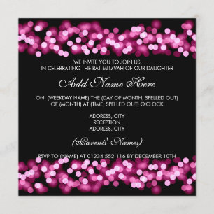 Invitation Charme rose de Hollywood de bat mitzvah