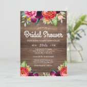 Invitation Charme rustique Barnwood Fête des mariées florale (Debout devant)