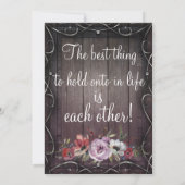 Invitation Charme Rustique Bois de Grange Élégance & Fleurs d (Dos)