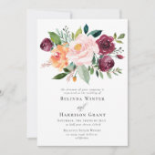 Invitation Charme rustique Bouquet Bourgogne Bouquet Floral M (Devant)