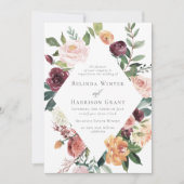 Invitation Charme rustique Bourgogne Blush Diamond Mariage Fl (Devant)