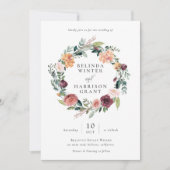 Invitation Charme rustique Bourgogne Blush Floral Wreath Mari (Devant)