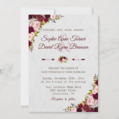 Invitation Charme Rustique Bourgogne Marsala Floral Mariage (Devant)