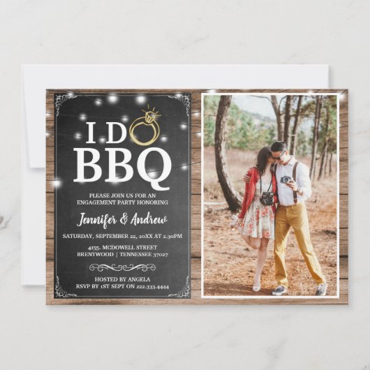 Invitation Charme rustique 'I DO BBQ' (Devant)