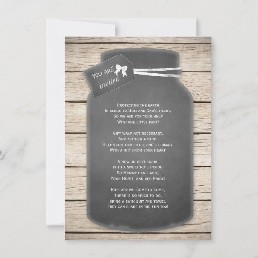 Invitation Charme Rustique Mason Jar Chalkboard Baby shower (Dos)