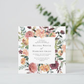 Invitation Charme rustique SQ Bourgogne Blush Rose Mariage (Debout devant)