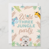 Invitation Charme Safari Blue Pastel Troisième anniversaire (Dos)