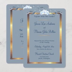 Invitation Charme Sud Dusty Mariage bleu
