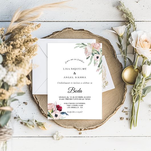 Invitation Charme Tropical Floral Verdure Mariage espagnol