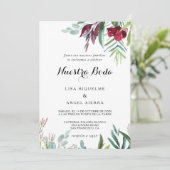 Invitation Charme Tropical Floral Verdure Mariage espagnol (Debout devant)
