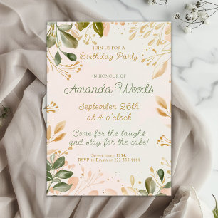 Invitation Charme vert paisible Fête d'anniversaire