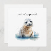 Invitation Charming Aquarelle Seal Pup, personnalisée (Devant / Derrière)