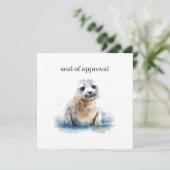 Invitation Charming Aquarelle Seal Pup, personnalisée (Debout devant)