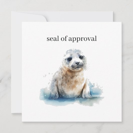 Invitation Charming Aquarelle Seal Pup, personnalisée (Devant)