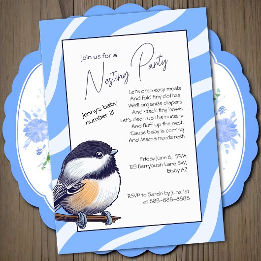 Invitation Charming Baby shower Bleu de poulet