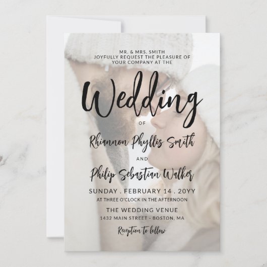 Invitation Charming Black Calligraphy Mariage photo (Devant)