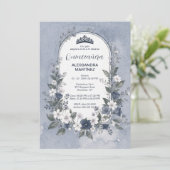 Invitation Charming Blue Oval Frame Quinceañera Photo (Debout devant)
