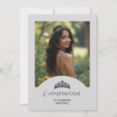 Invitation Charming Blue Oval Frame Quinceañera Photo (Dos)