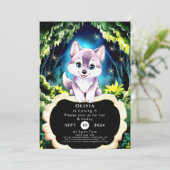 Invitation Charming Boho Woodland Wolf Anniversaire (Debout devant)