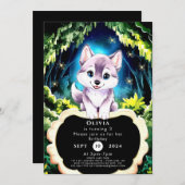 Invitation Charming Boho Woodland Wolf Anniversaire (Devant / Derrière)