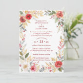 Invitation Charming Botanical Winter Frame Back Photo Wedding (Debout devant)