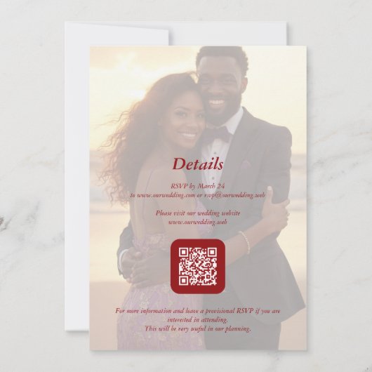 Invitation Charming Botanical Winter Frame Back Photo Wedding (Dos)